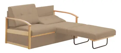 RO - R pohovka rozkládací, dřevěná, látka BORA 14 - látka bílá káva